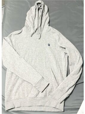 U.S. Polo Assn. Light Gray Hooded Sweatshirt with Navy Pony Logo